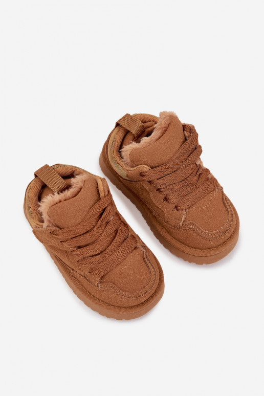 Dziecięce Sneakersy Ocieplane Futerkiem Camel Mireen Dziecięce Sneakersy Ocieplane Futerkiem Camel Mireen