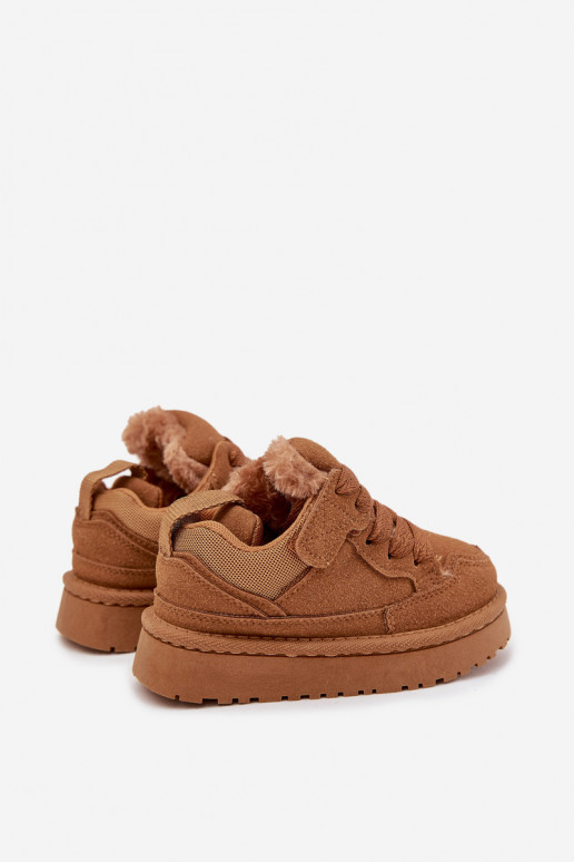 Dziecięce Sneakersy Ocieplane Futerkiem Camel Mireen Dziecięce Sneakersy Ocieplane Futerkiem Camel Mireen