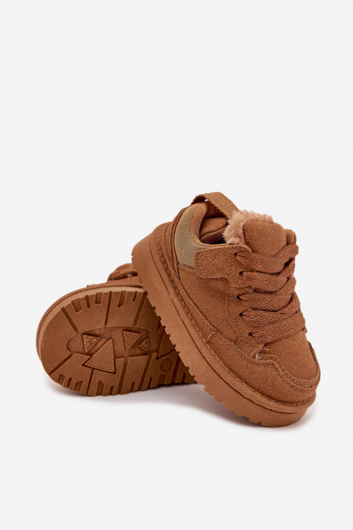 Dziecięce Sneakersy Ocieplane Futerkiem Camel Mireen Dziecięce Sneakersy Ocieplane Futerkiem Camel Mireen