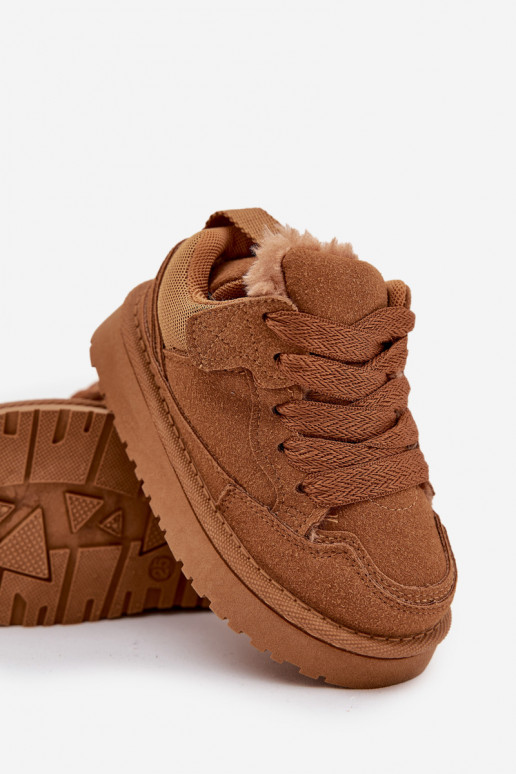 Dziecięce Sneakersy Ocieplane Futerkiem Camel Mireen Dziecięce Sneakersy Ocieplane Futerkiem Camel Mireen