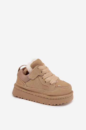 Dziecięce Sneakersy Ocieplane Futerkiem Beżowe Mireen 2