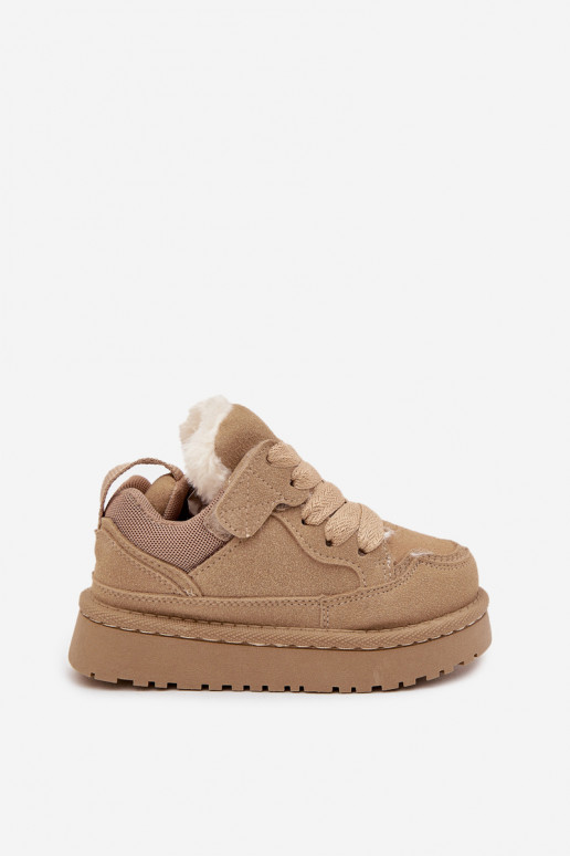 Dziecięce Sneakersy Ocieplane Futerkiem Beżowe Mireen Dziecięce Sneakersy Ocieplane Futerkiem Beżowe Mireen