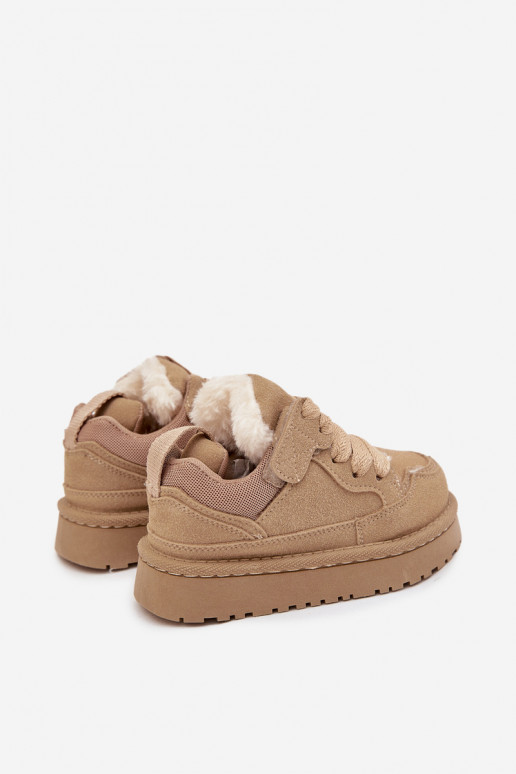 Dziecięce Sneakersy Ocieplane Futerkiem Beżowe Mireen Dziecięce Sneakersy Ocieplane Futerkiem Beżowe Mireen