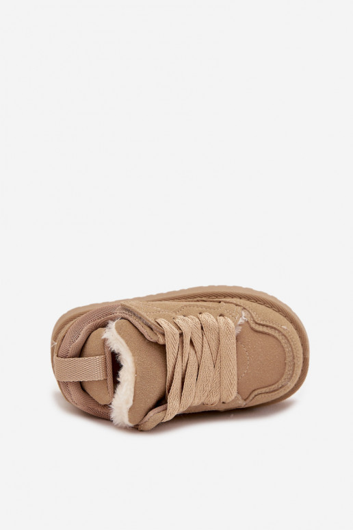 Dziecięce Sneakersy Ocieplane Futerkiem Beżowe Mireen Dziecięce Sneakersy Ocieplane Futerkiem Beżowe Mireen