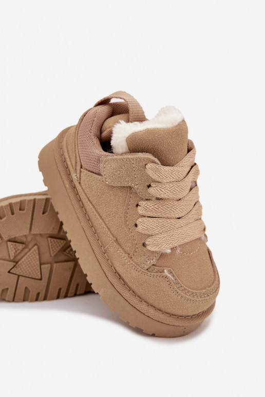 Dziecięce Sneakersy Ocieplane Futerkiem Beżowe Mireen Dziecięce Sneakersy Ocieplane Futerkiem Beżowe Mireen
