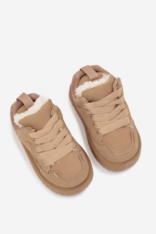 Dziecięce Sneakersy Ocieplane Futerkiem Beżowe Mireen Dziecięce Sneakersy Ocieplane Futerkiem Beżowe Mireen
