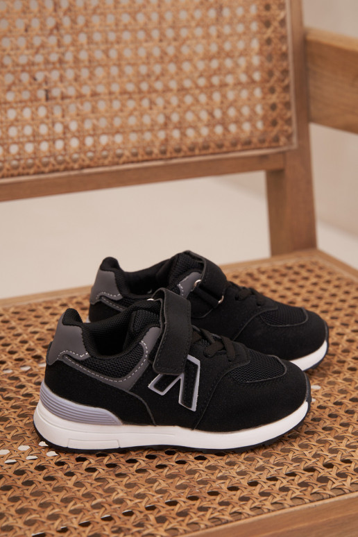 Buty Sportowe Sneakersy Dziecięce Na Rzep Czarne Galisse Buty Sportowe Sneakersy Dziecięce Na Rzep Czarne Galisse