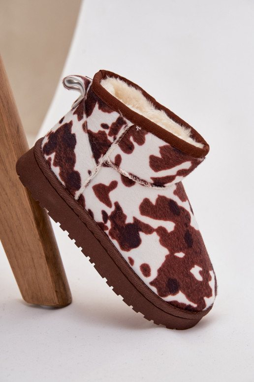 Children's Youth Snow Boots Lined with Furry Patches White-Brown Mireya Children's Youth Snow Boots Lined with Furry Patches White-Brown Mireya