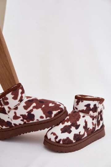 Children's Youth Snow Boots Lined with Furry Patches White-Brown Mireya 2