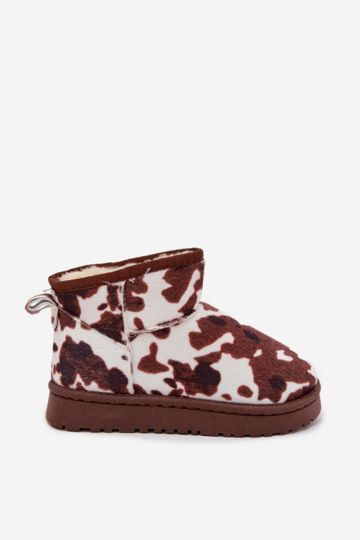 Children's Youth Snow Boots Lined with Furry Patches White-Brown Mireya Children's Youth Snow Boots Lined with Furry Patches White-Brown Mireya