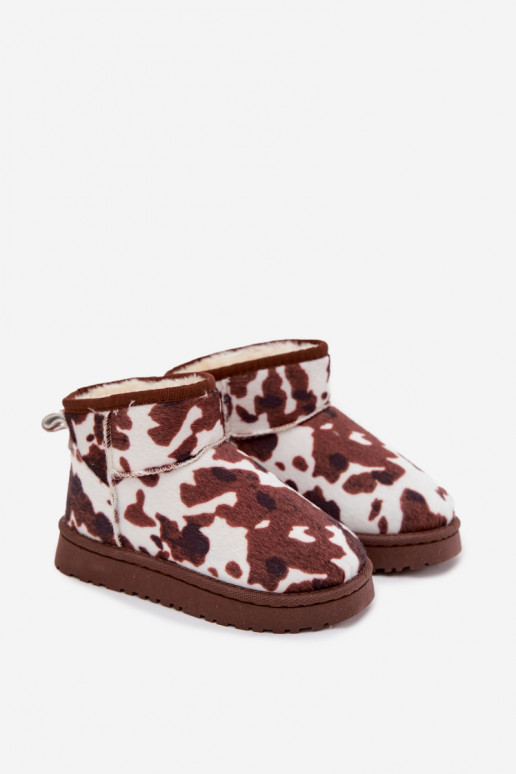 Children's Youth Snow Boots Lined with Furry Patches White-Brown Mireya Children's Youth Snow Boots Lined with Furry Patches White-Brown Mireya