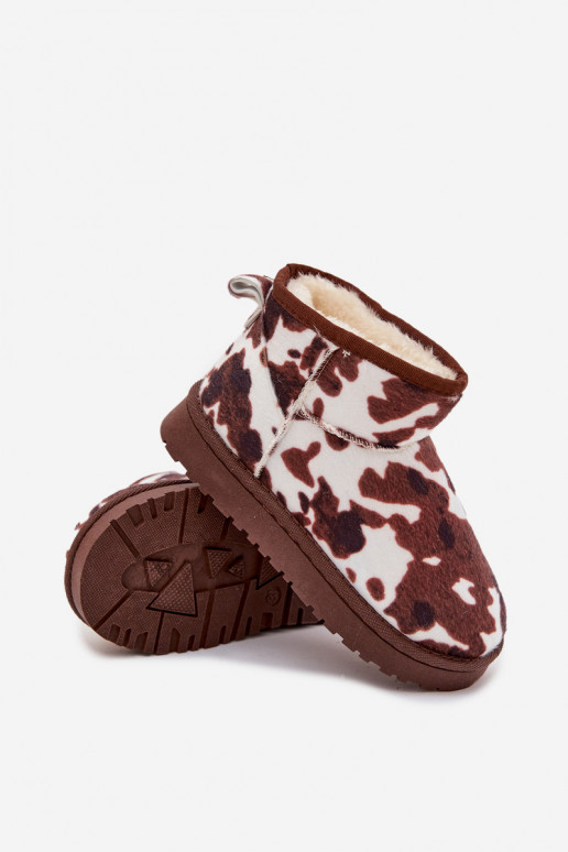 Children's Youth Snow Boots Lined with Furry Patches White-Brown Mireya Children's Youth Snow Boots Lined with Furry Patches White-Brown Mireya