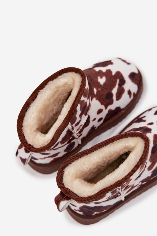 Children's Youth Snow Boots Lined with Furry Patches White-Brown Mireya Children's Youth Snow Boots Lined with Furry Patches White-Brown Mireya