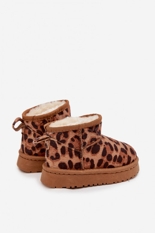 Children Youth Snow Boots Lined with Fur Panther Print Brown Mireya Children Youth Snow Boots Lined with Fur Panther Print Brown Mireya