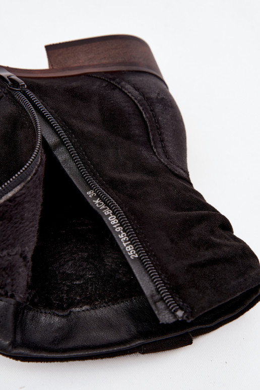 Women's ankle boots with low heel with wrinkling warm black Gracia Women's ankle boots with low heel with wrinkling warm black Gracia