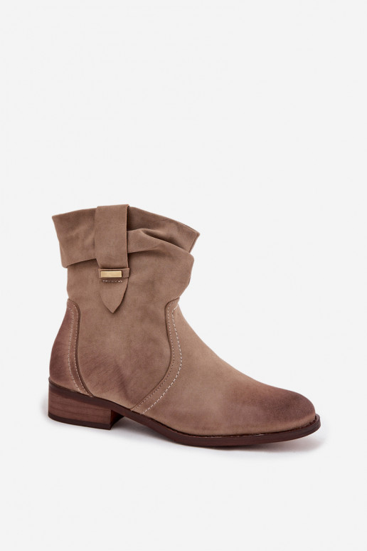 Women's ankle boots with low heel with gathering lined khaki Gracia Women's ankle boots with low heel with gathering lined khaki Gracia