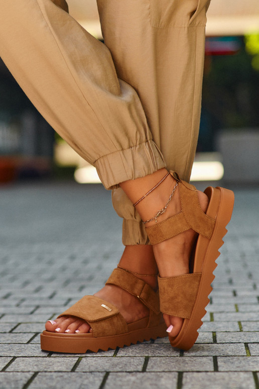 Women's Suede Platform Sandals Big Star NN274705 Brown Women's Suede Platform Sandals Big Star NN274705 Brown