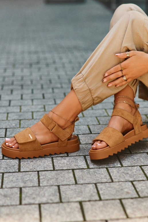 Women's Suede Platform Sandals Big Star NN274705 Brown Women's Suede Platform Sandals Big Star NN274705 Brown