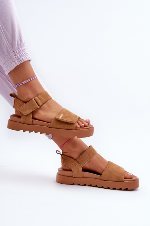 Women's Suede Platform Sandals Big Star NN274705 Brown Women's Suede Platform Sandals Big Star NN274705 Brown