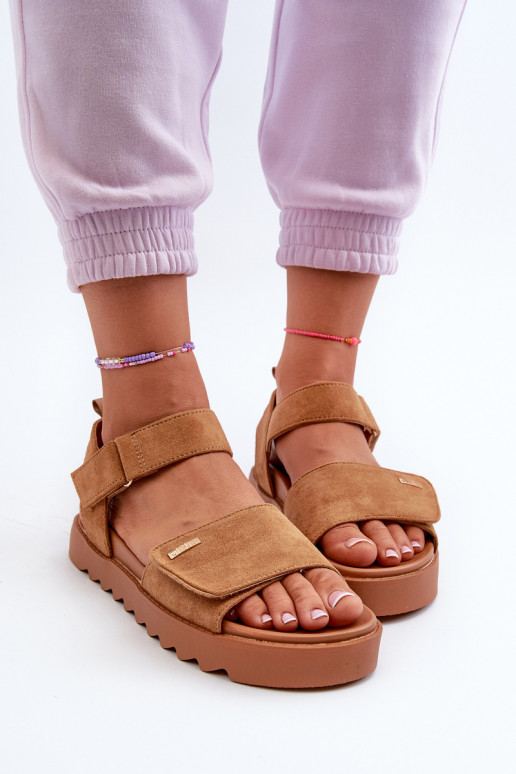 Women's Suede Platform Sandals Big Star NN274705 Brown Women's Suede Platform Sandals Big Star NN274705 Brown
