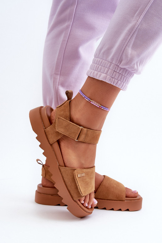 Women's Suede Platform Sandals Big Star NN274705 Brown Women's Suede Platform Sandals Big Star NN274705 Brown