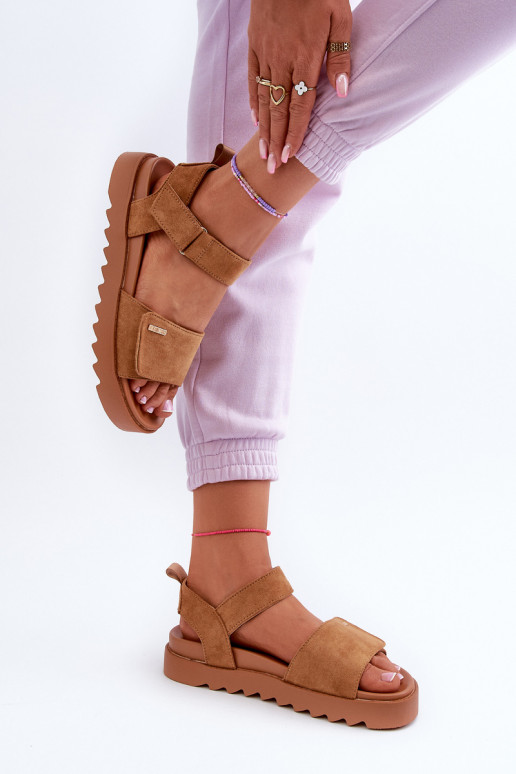 Women's Suede Platform Sandals Big Star NN274705 Brown Women's Suede Platform Sandals Big Star NN274705 Brown