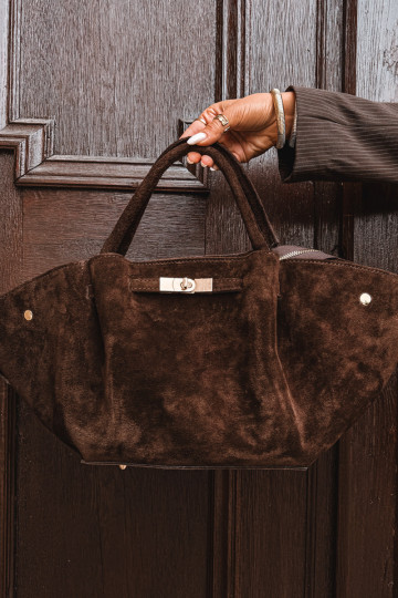 Bag Made of Natural Suede Chocolate Fiorenza 2