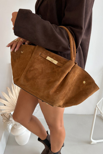 Bag Made of Natural Suede Camel Fiorenza 2