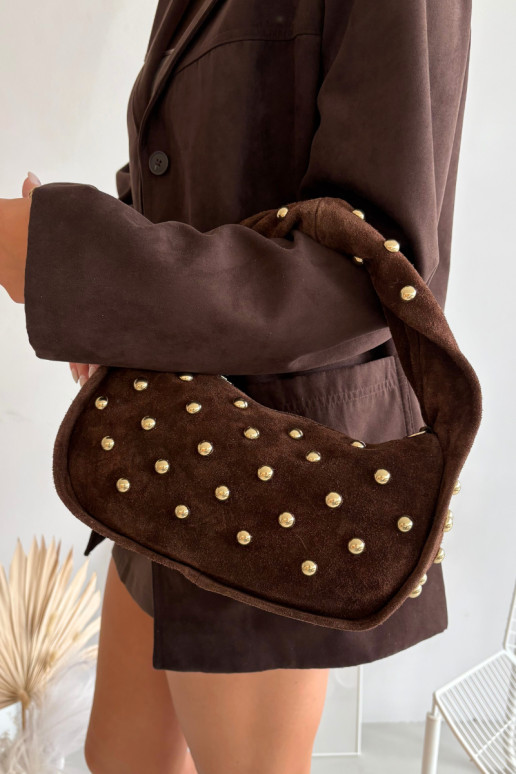 Bag Made of Natural Suede With Decoration Chocolate Julisse Bag Made of Natural Suede With Decoration Chocolate Julisse