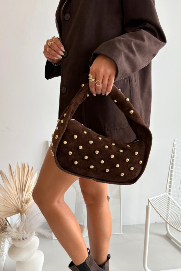 Bag Made of Natural Suede With Decoration Chocolate Julisse 2