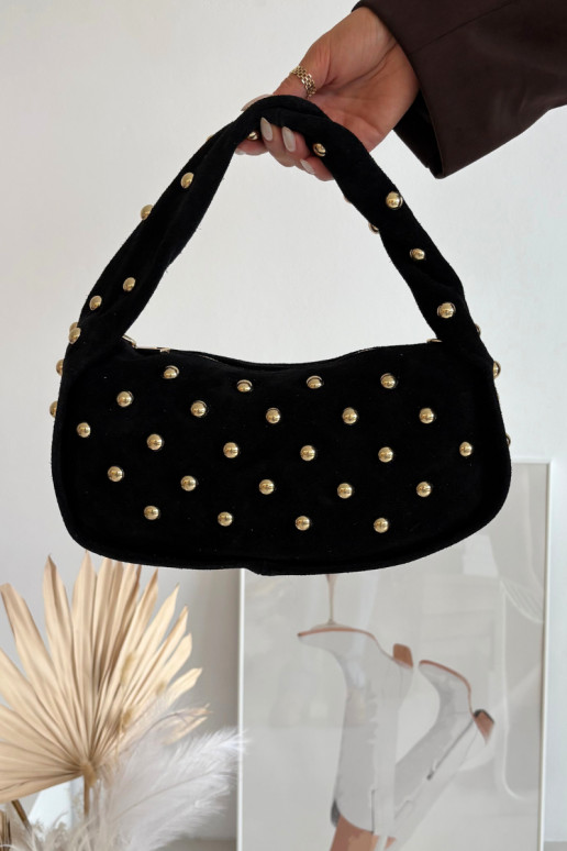 Handbag Made Of Natural Suede With Embellishment Black Julisse Handbag Made Of Natural Suede With Embellishment Black Julisse