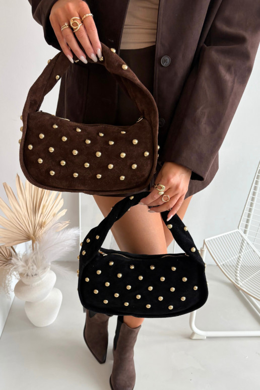 Handbag Made Of Natural Suede With Embellishment Black Julisse Handbag Made Of Natural Suede With Embellishment Black Julisse