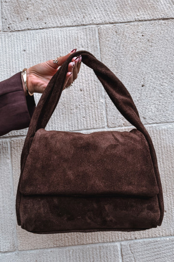 Leather Suede Bag Chocolate Monelle 2