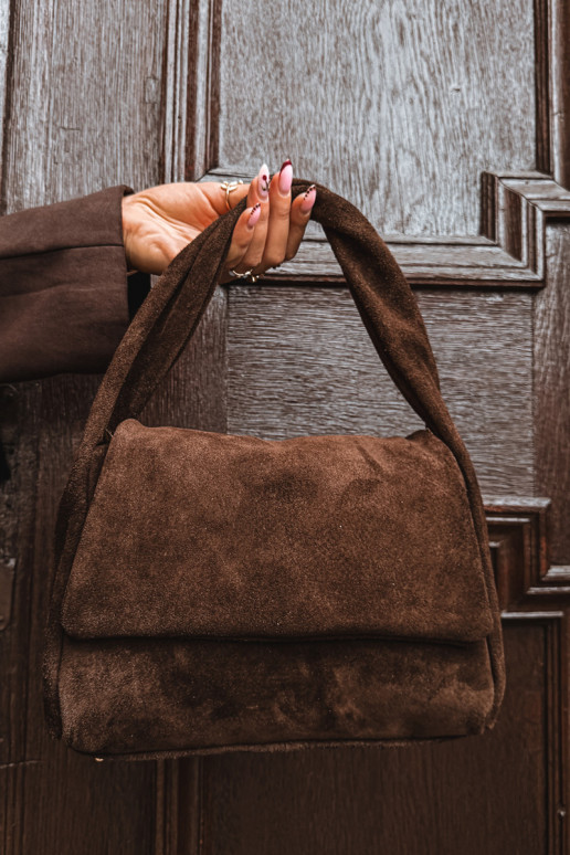 Leather Suede Bag Chocolate Monelle Leather Suede Bag Chocolate Monelle