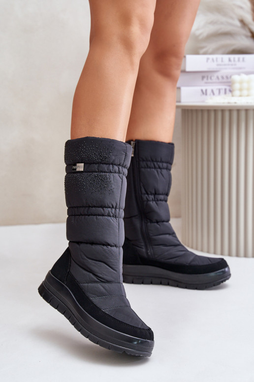 Women's Snow Boots With Decoration Black Progress PROGJ-24-147 Women's Snow Boots With Decoration Black Progress PROGJ-24-147