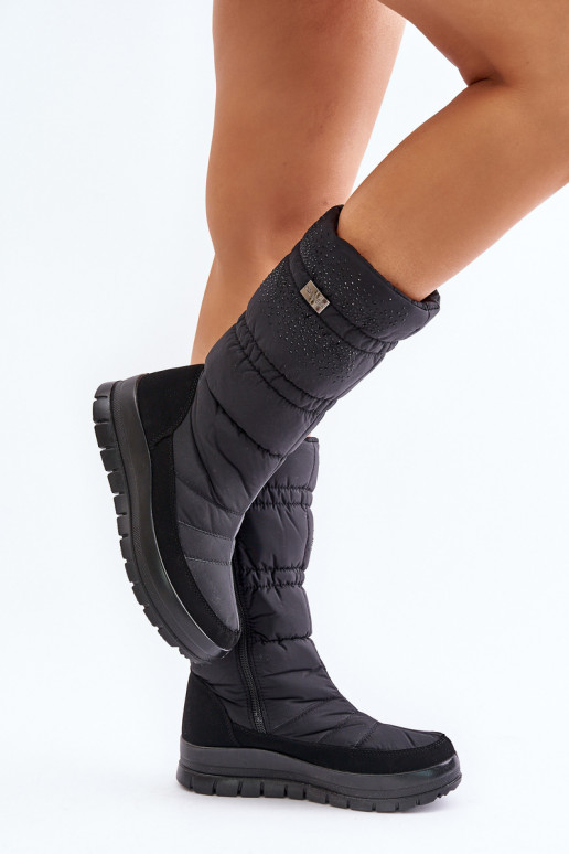 Damskie Śniegowce Ze Zdobieniem Progress PROGJ-24-147 Czarne