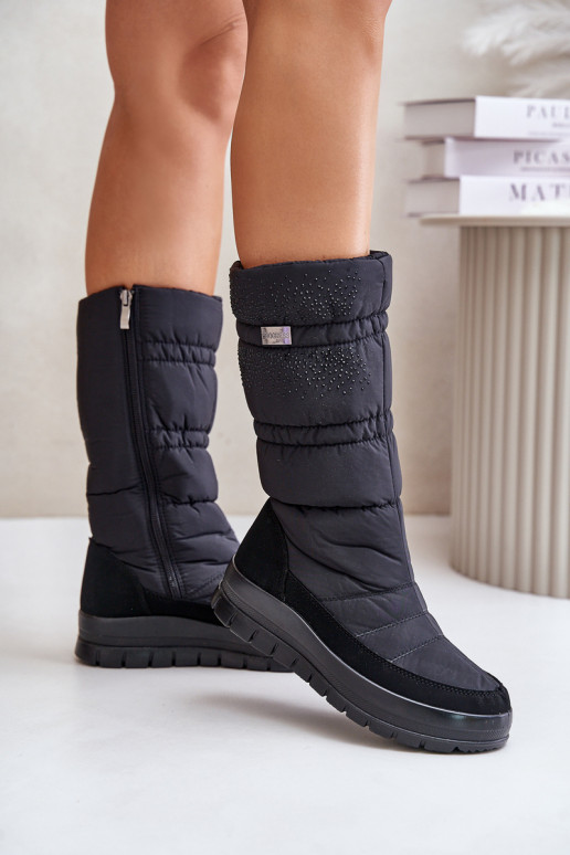 Women's Snow Boots With Decoration Black Progress PROGJ-24-147 Women's Snow Boots With Decoration Black Progress PROGJ-24-147
