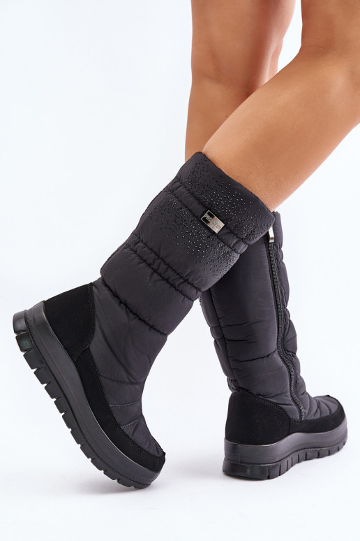 Women's Snow Boots With Decoration Black Progress PROGJ-24-147 Women's Snow Boots With Decoration Black Progress PROGJ-24-147