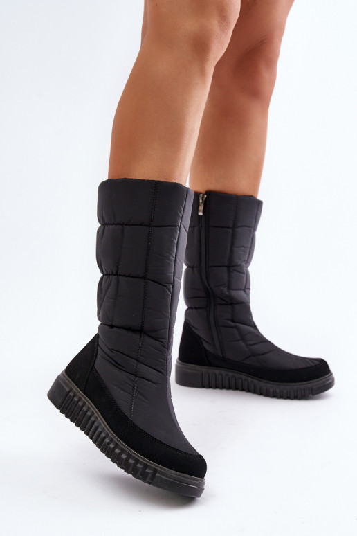 Women's Snow Boots with Zipper Progress PROGJ-24-144 Black Women's Snow Boots with Zipper Progress PROGJ-24-144 Black