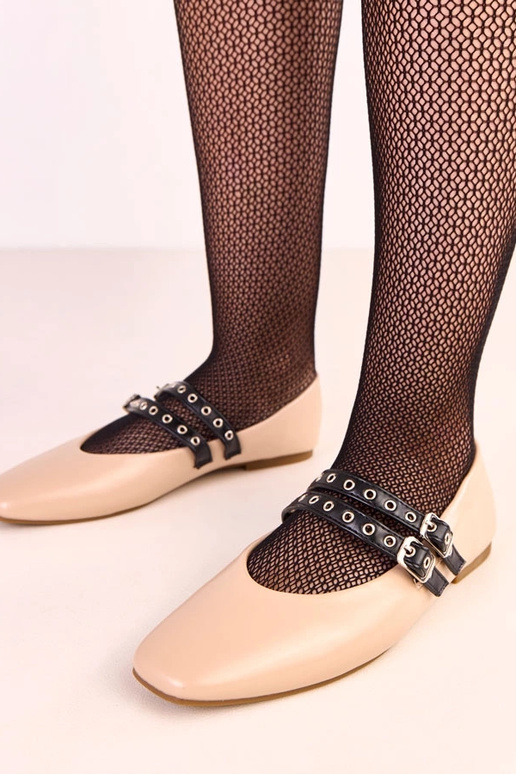 Beżowe baleriny z kwadratowym noskiem...