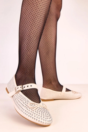 Beżowe baleriny zdobione... 2