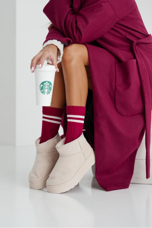 Womens socks braid with stripes burgundy Womens socks braid with stripes burgundy