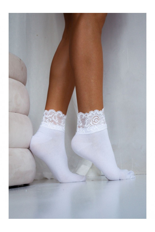 Women's Socks With Wide Lace White Women's Socks With Wide Lace White