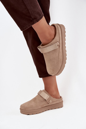 Women's Slippers Insulated With Fur On Platform Beige Azida 2