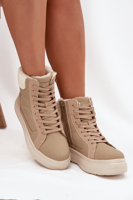 Buty Zimowe DamskiewithKożuszkiem Lee Cooper LCJ-25-01-3736 Beżowe