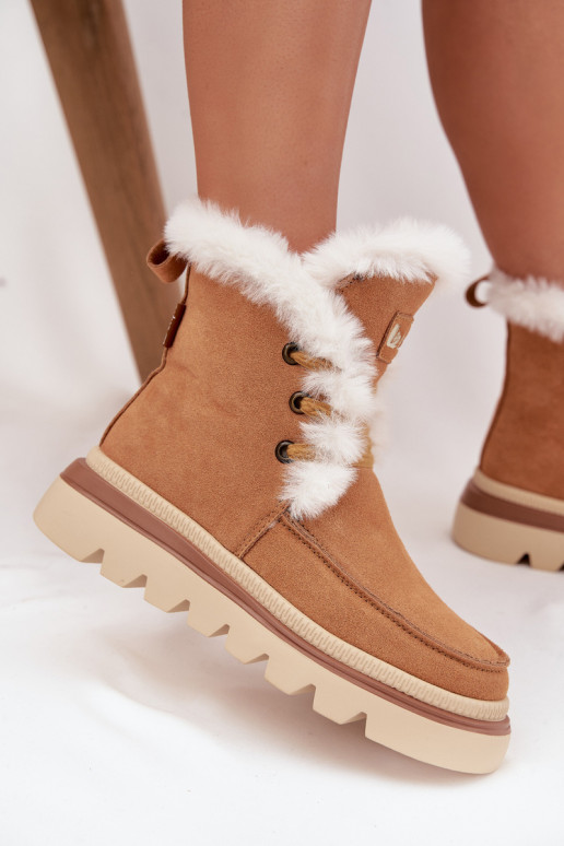 Women's Snow Boots Made of Natural Suede Lee Cooper LCJ-25-01-3738 Camel