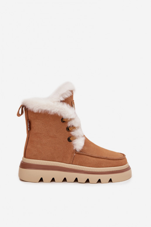 Women's Snow Boots Made of Natural Suede Lee Cooper LCJ-25-01-3738 Camel