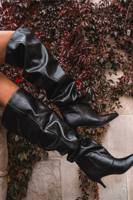 Slip-on Women's High Heel Boots Black Ysolienne Slip-on Women's High Heel Boots Black Ysolienne