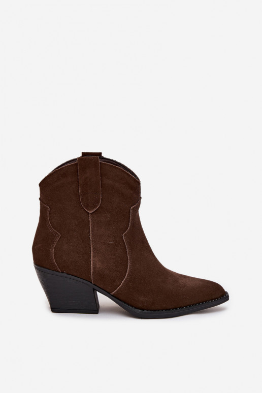 Slip-on Women's Cowboy Boots Made of Natural Suede Chocolate Beretta