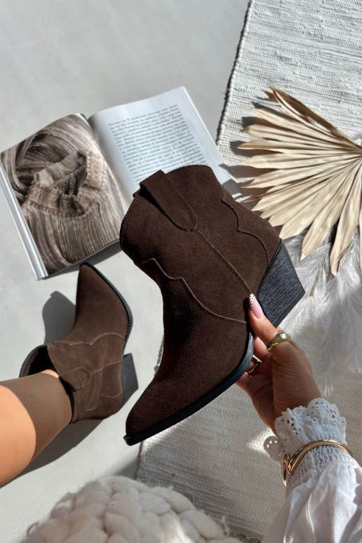 Slip-on Women's Cowboy Boots Made of Natural Suede Chocolate Beretta